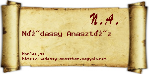 Nádassy Anasztáz névjegykártya